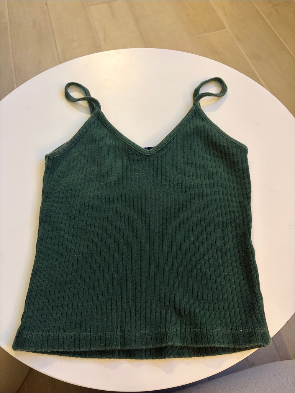 Brandy Melville Dark Green Ribbed V-Neck Cami Crop Women’s Top